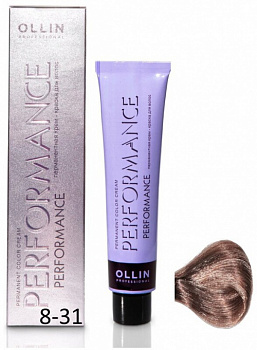 Перманентная крем-краска для волрс OLLIN PERFORMANCE 60 мл пепельный, золотистый, русый 8/31 светло-русый золотисто-пепельный